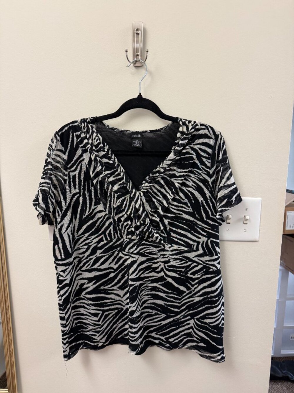 black and white zebra print blouse